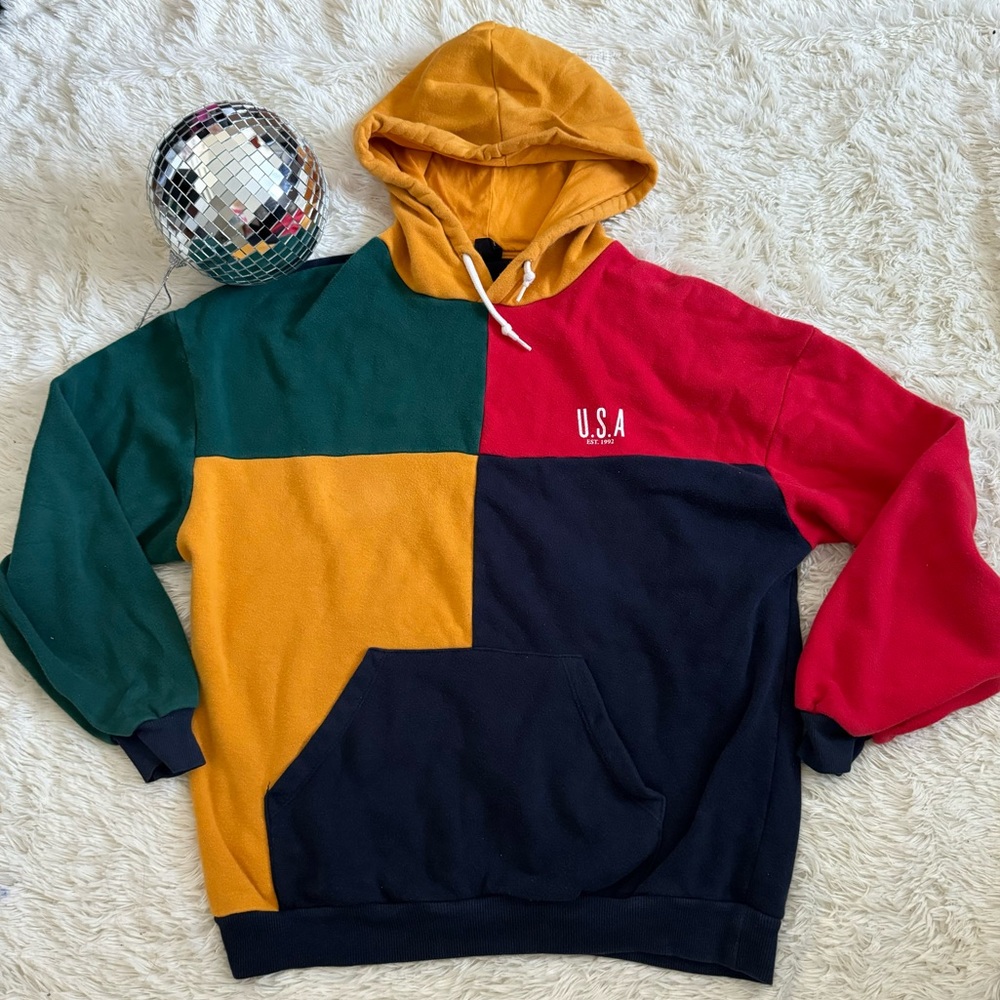 Urban Outfitters small Colorblock USA hoodie sweatshirt